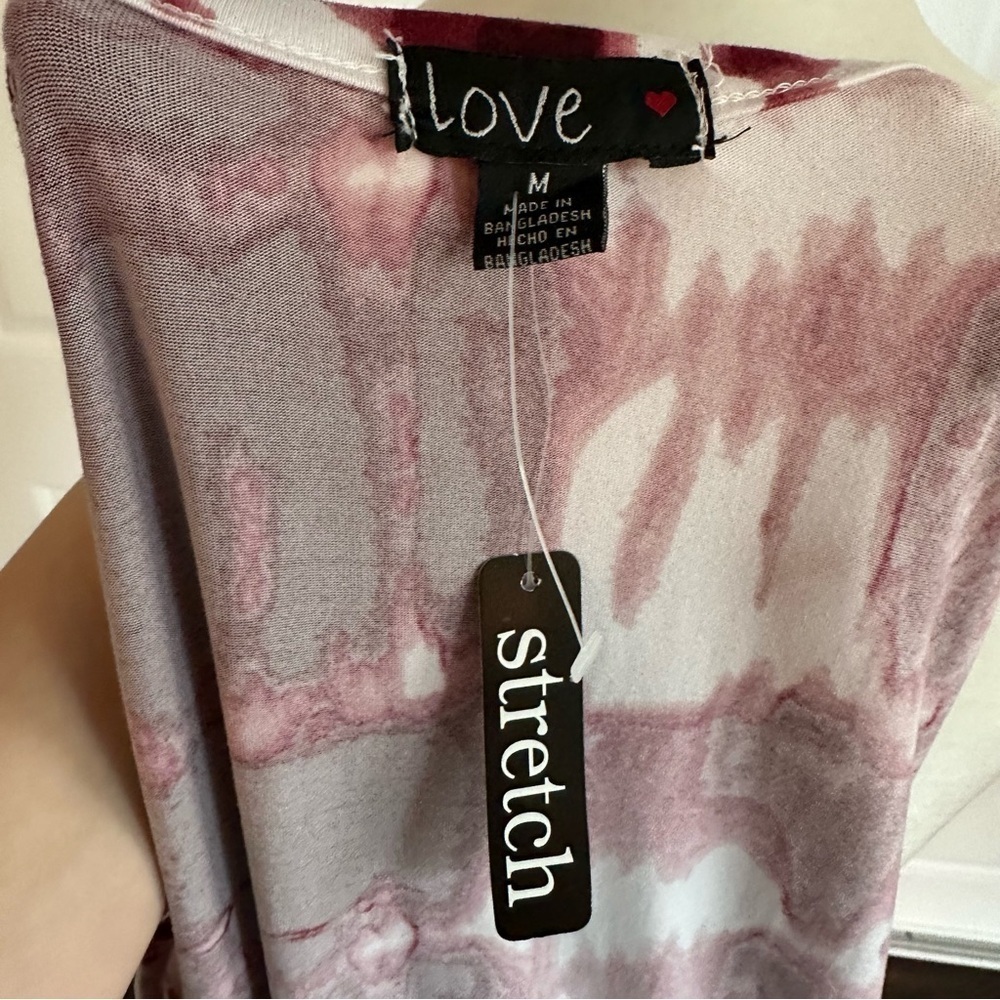 LOVE Stretch Bodycon Maroon and White Tie Dye High Neck Sleeveless Dress - Picture 4 of 6